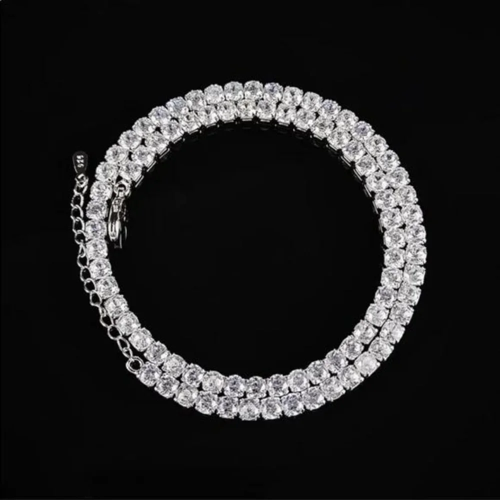 18” NEW 925 STERLING SILVER DIAMOND NECKLACE, NICE NECKLACE, CUTE NECKLACE - Picture 3 of 4